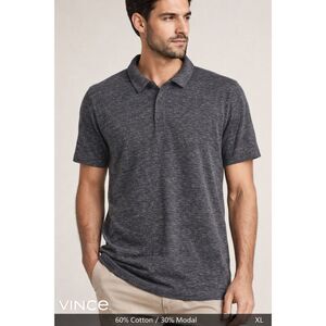 Vince Men’s Slub Polo Shirt Gray  Modal Blend XL QuiteLux Elevated Athleisure